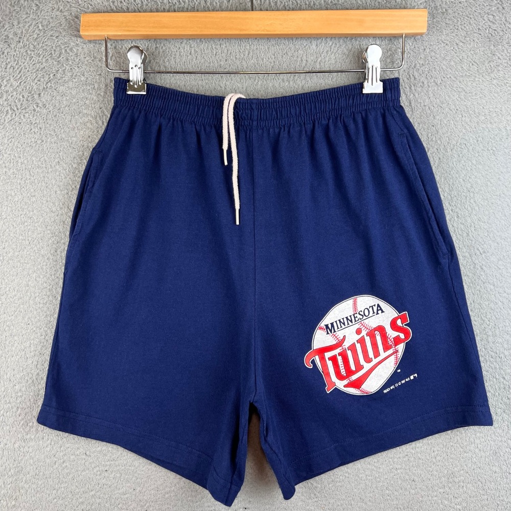 Vintage 1987 Minnesota Twins MLB Shorts Trench Ultra Navy Blue Mens Small USA